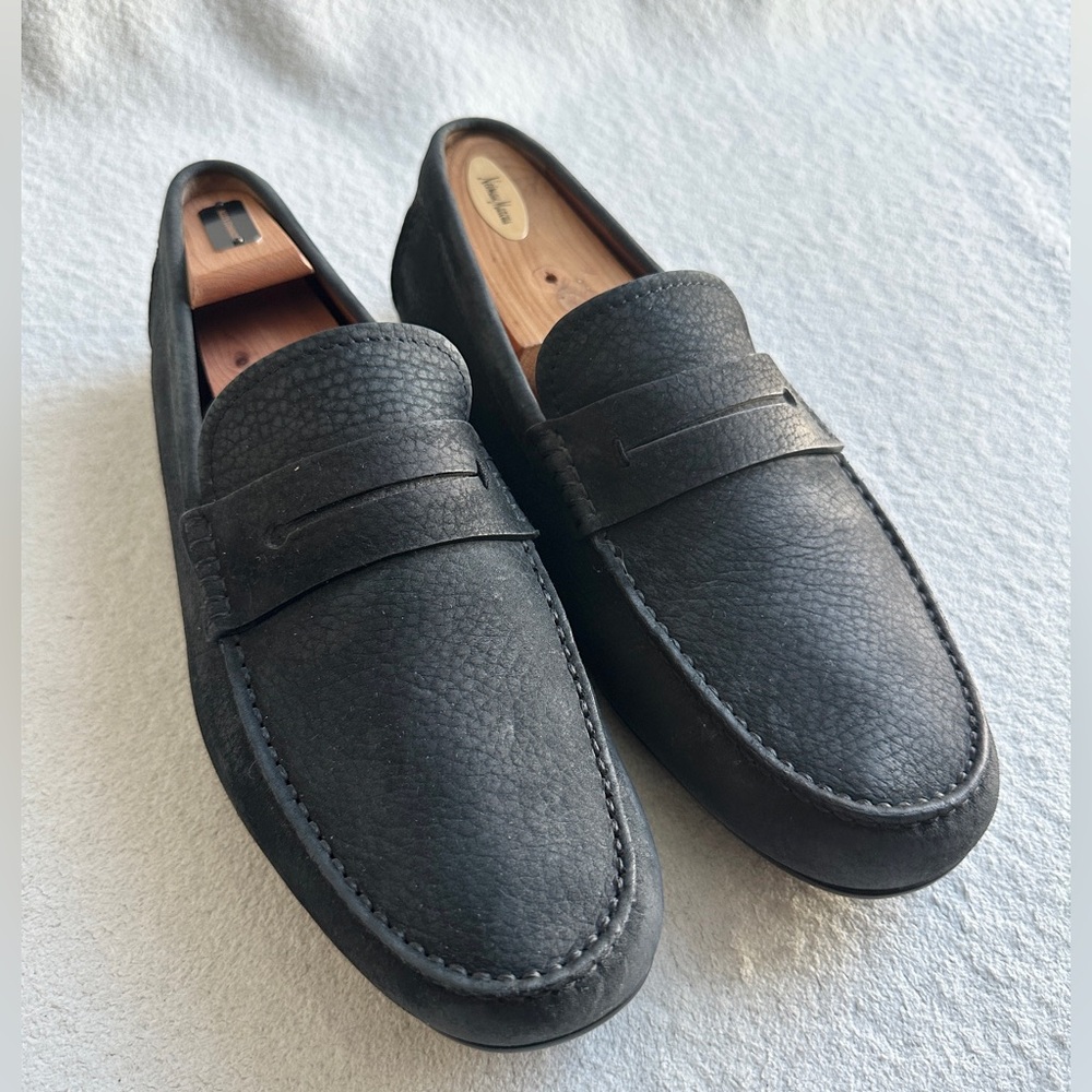 Ermenegildo Zegna Leather Driver Loafers Shoes 12.5 US‎ Pebbled Leather Shoes